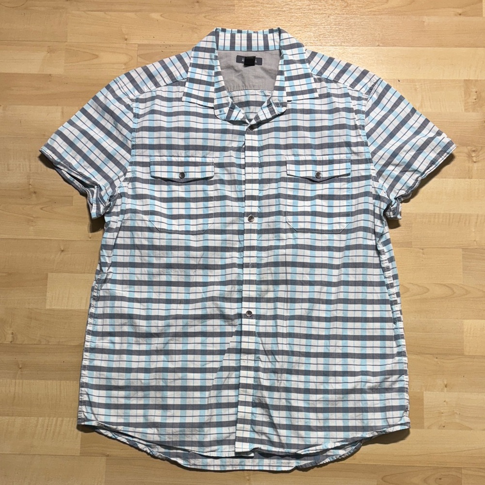 Kenneth Cole Reaction Blue and White Plaid Shirt